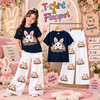 Ready to Wear 2-Piece Kids Rabbit Print T-Shirt and Flapper Set - Cotton Jersey Outfit