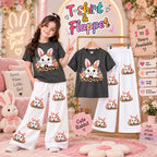 Ready to Wear 2-Piece Kids Rabbit Print T-Shirt and Flapper Set - Cotton Jersey Outfit