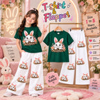 Ready to Wear 2-Piece Kids Rabbit Print T-Shirt and Flapper Set - Cotton Jersey Outfit