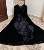 Elegant Velvet Long Frock for Women - Winter Party Wear Maxi Dress