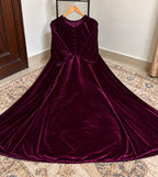 Elegant Velvet Long Frock for Women - Winter Party Wear Maxi Dress