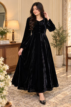 Elegant Velvet Long Frock for Women - Winter Party Wear Maxi Dress