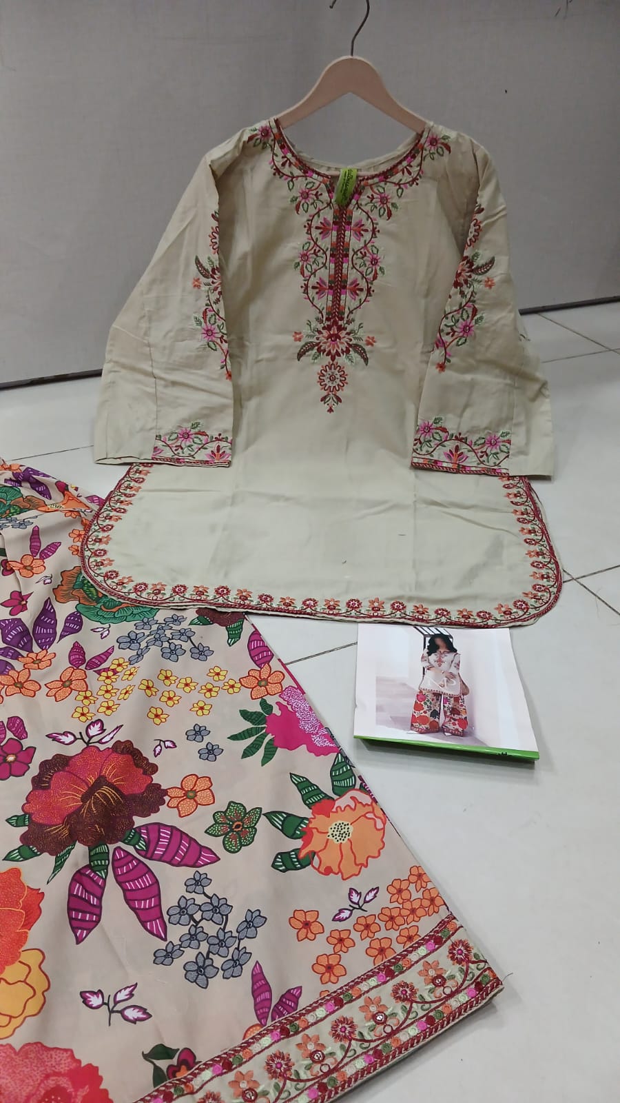 Ready to Wear 2-Piece Embroidered Soft Cotton Co-ord Set with Farshee Salwar