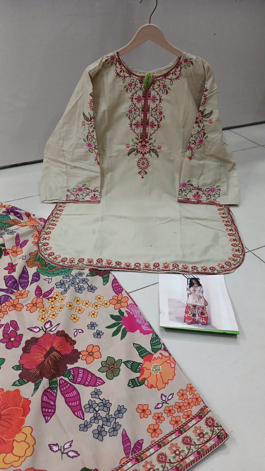 Ready to Wear 2-Piece Embroidered Soft Cotton Co-ord Set with Farshee Salwar