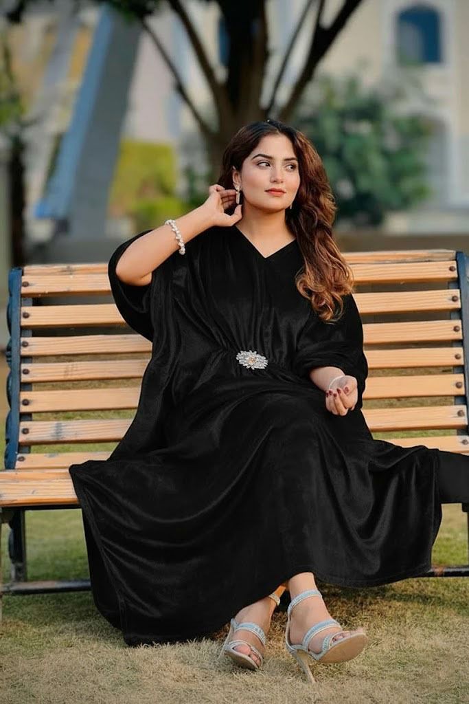 Velvet Kaftan Dress for Women - Premium Winter Party Wear Kaftan (9 Colors)
