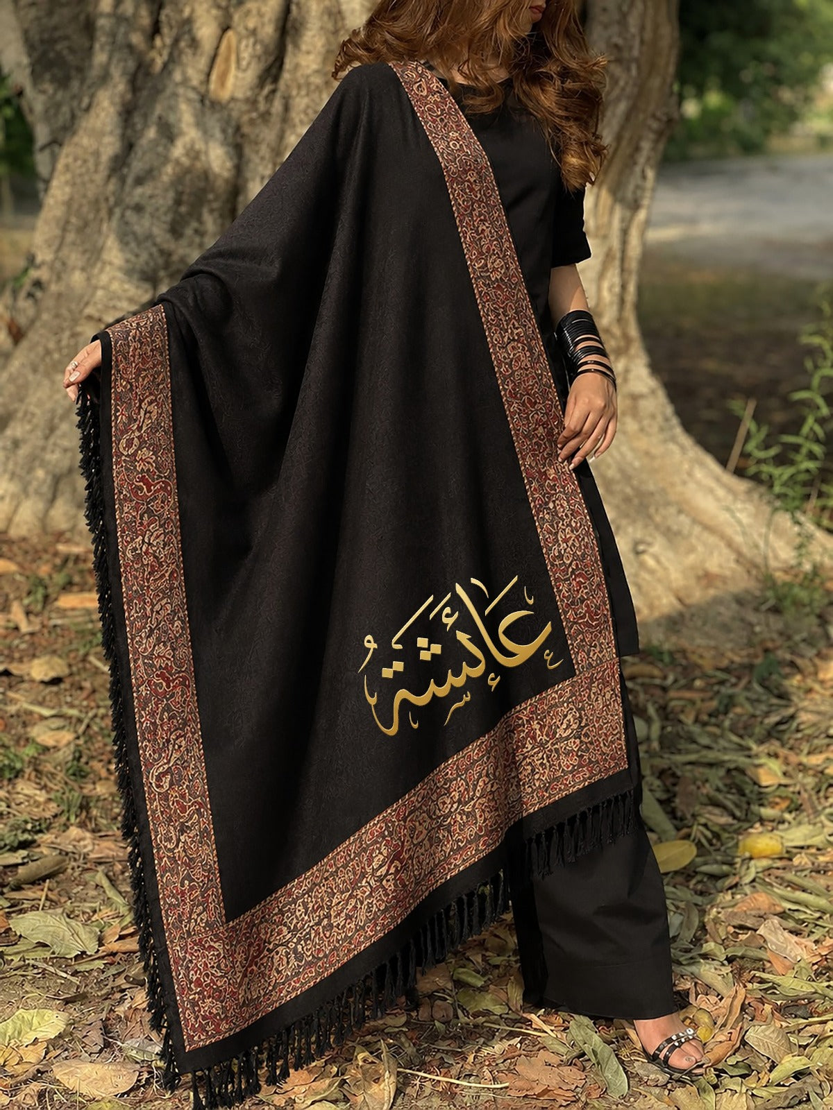 Customise Women's Winter Shawl | DTF Printed Acrylic Wool