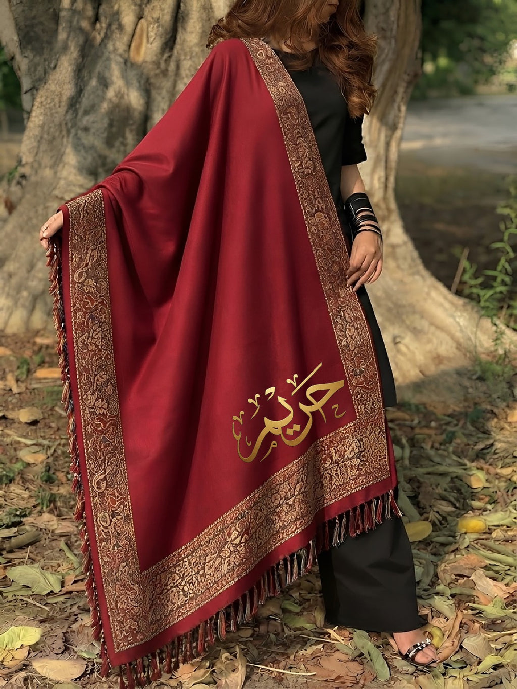 Customise Women's Winter Shawl | DTF Printed Acrylic Wool
