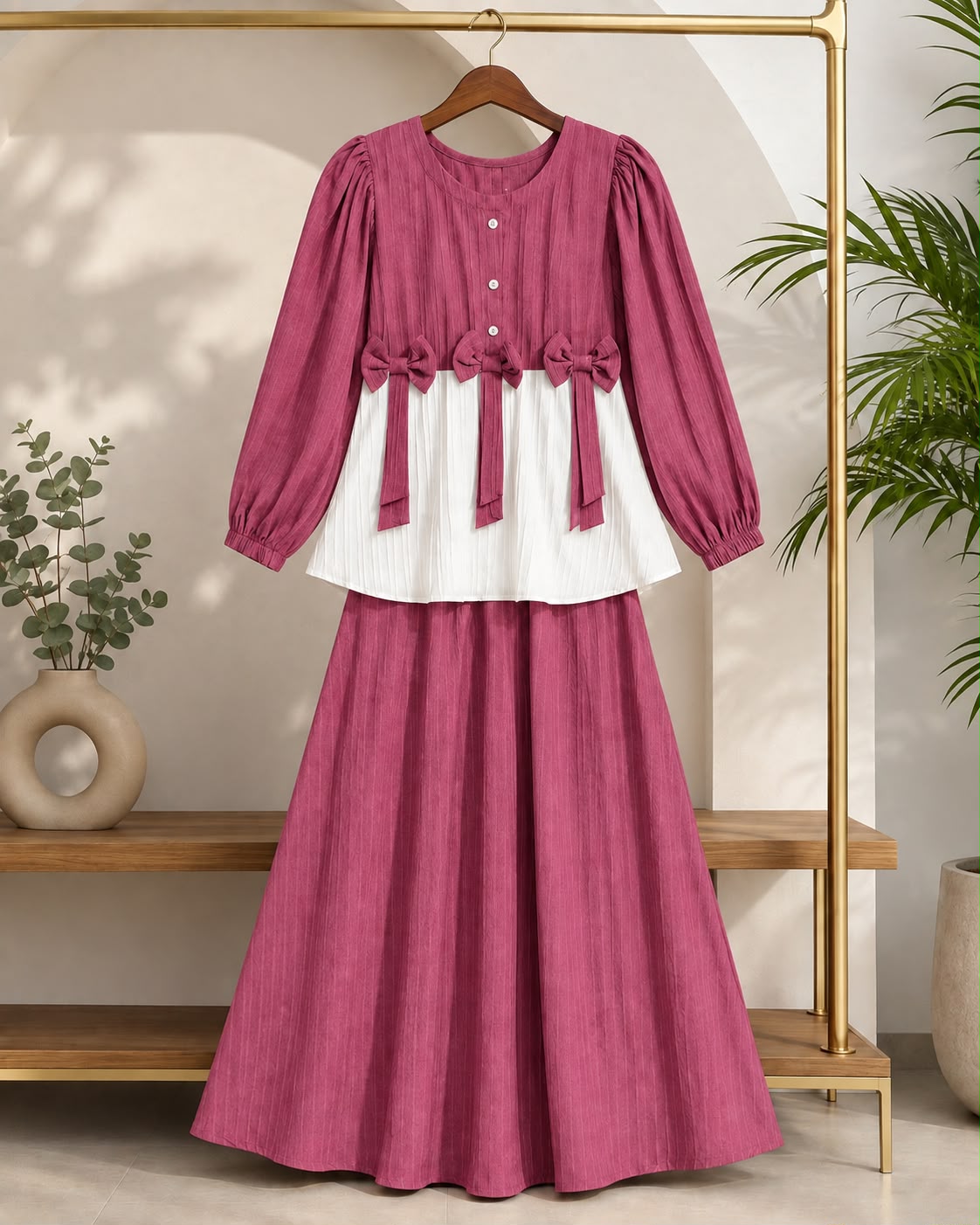 Ready to Wear 2-Piece Crush Georgette Bow Accent Outfit