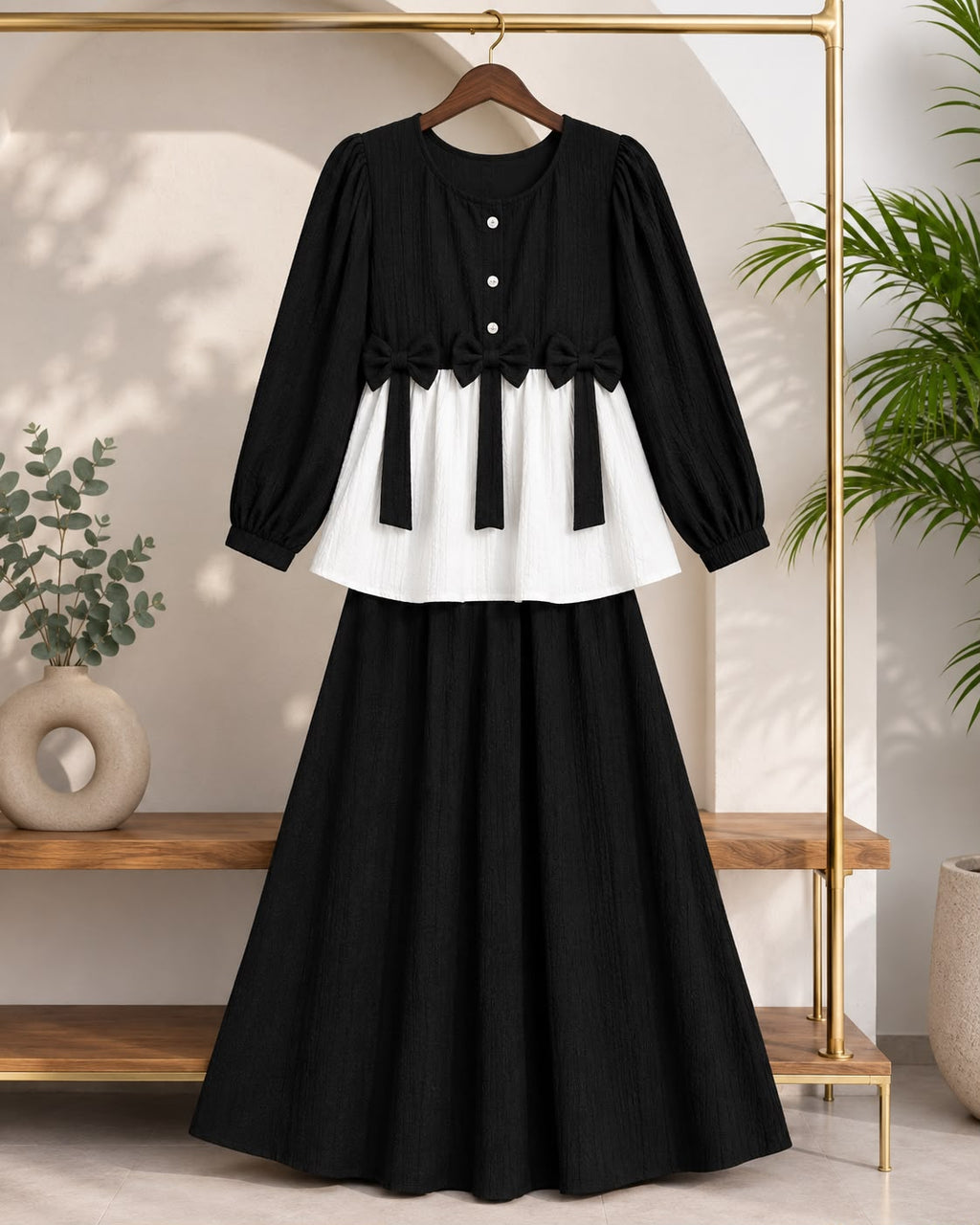 Ready to Wear 2-Piece Crush Georgette Bow Accent Outfit