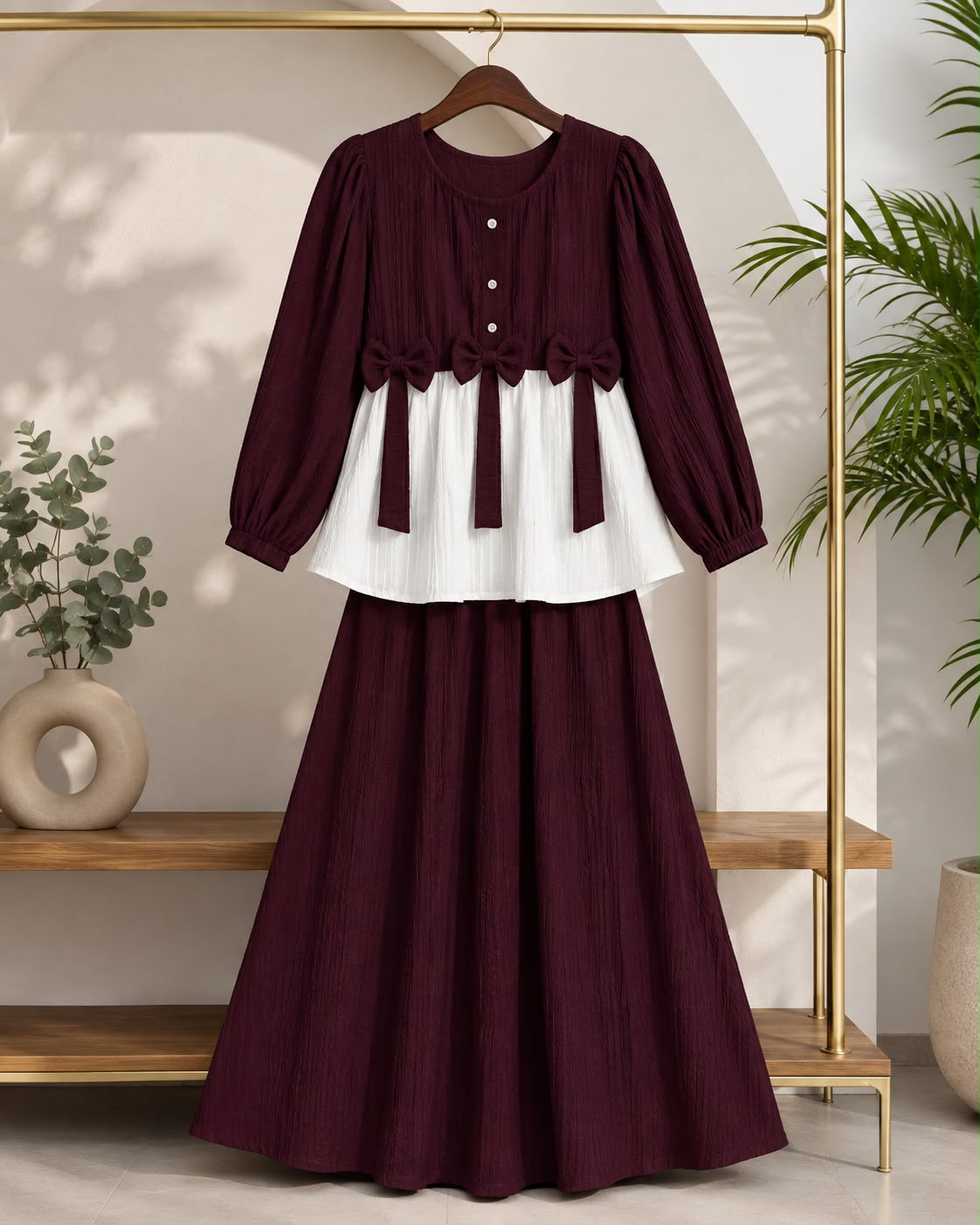 Ready to Wear 2-Piece Crush Georgette Bow Accent Outfit