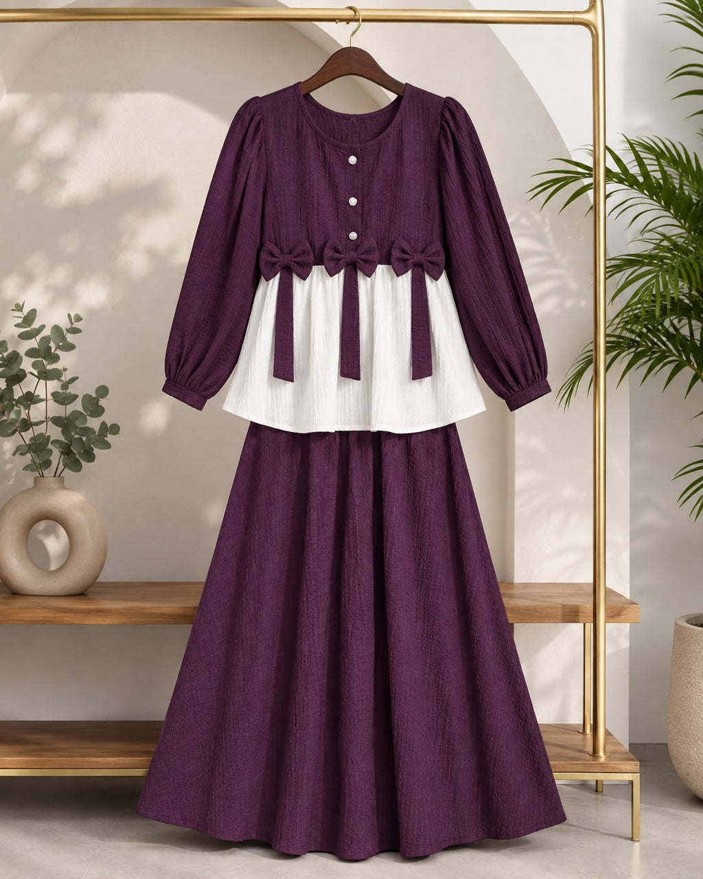 Ready to Wear 2-Piece Crush Georgette Bow Accent Outfit