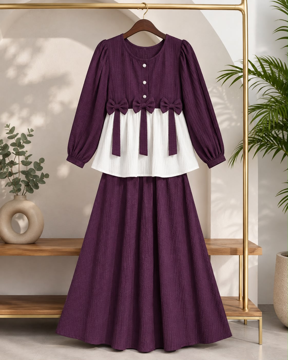 Ready to Wear 2-Piece Crush Georgette Bow Accent Outfit