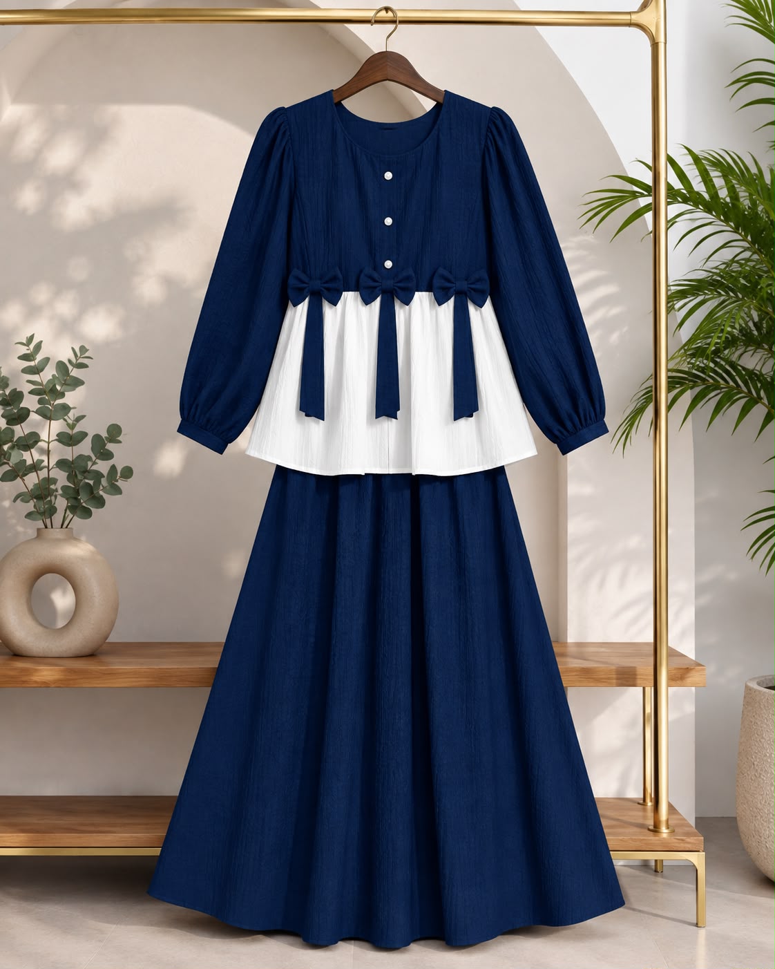 Ready to Wear 2-Piece Crush Georgette Bow Accent Outfit