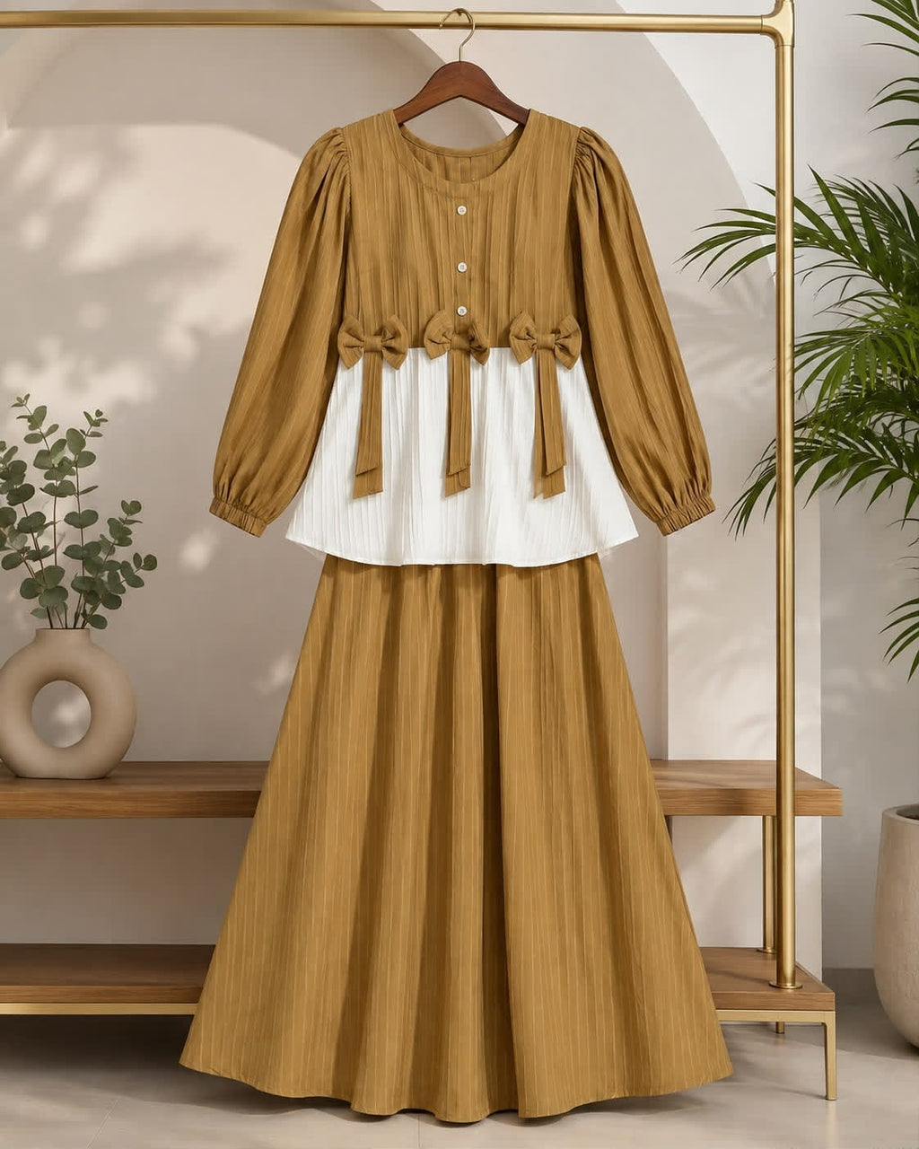 Ready to Wear 2-Piece Crush Georgette Bow Accent Outfit
