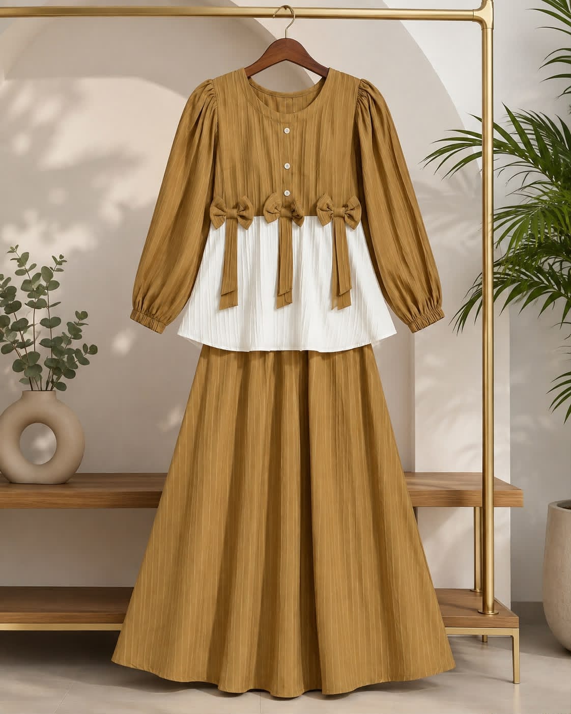 Ready to Wear 2-Piece Crush Georgette Bow Accent Outfit