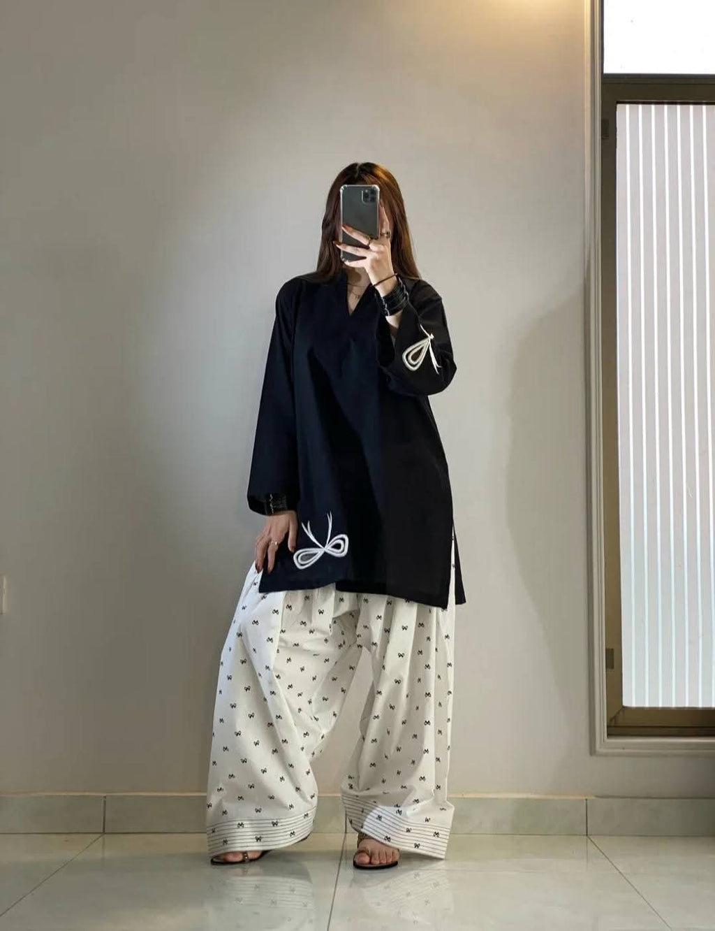 Ready to Wear 2-Piece Cotton Embroidered Farshi Shalwar Co-Ord Set