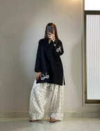 Ready to Wear 2-Piece Cotton Embroidered Farshi Shalwar Co-Ord Set
