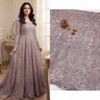 2-Piece Unstitched Net Embroidered Maxi & Frock Suit