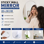 20x30 cm Wall Adhesive Oval Acrylic Mirror