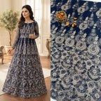 2-Piece Unstitched Net Embroidered Maxi & Frock Suit