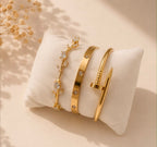 3-Piece Tulip & Nail Cuff Bracelet Set