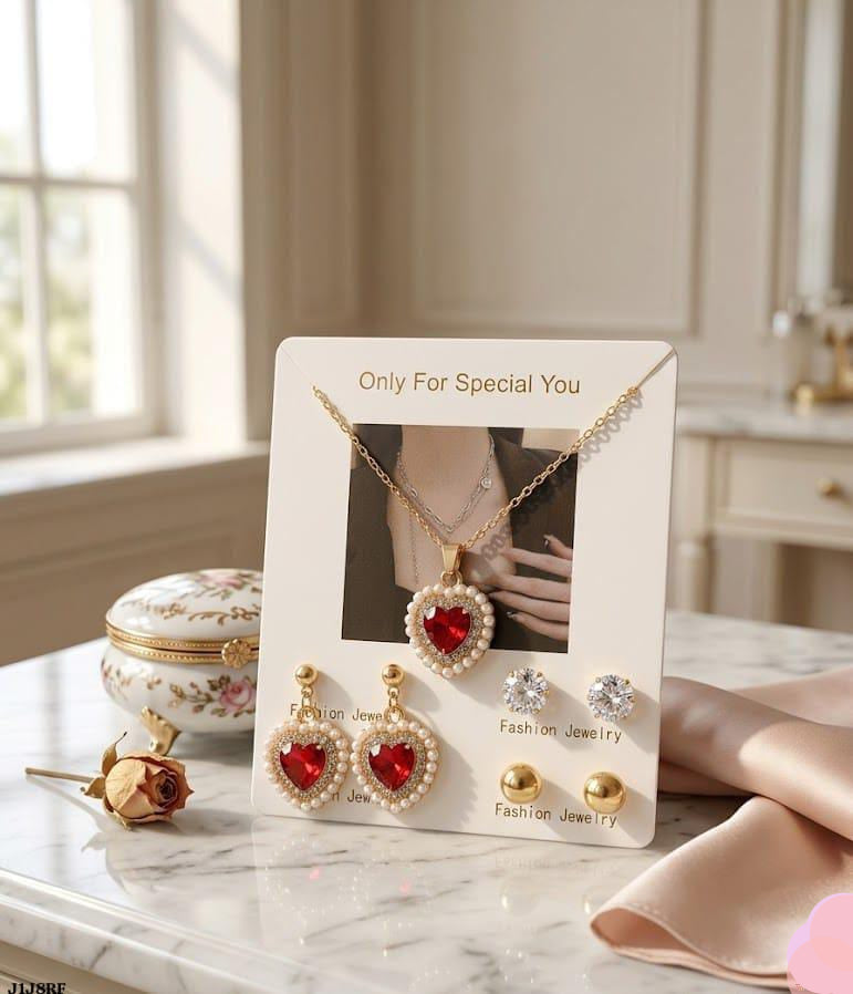 Fancy China Heart Jewellery Set for Her