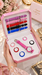 6-Color Ladies Watch, Strap & Ring Gift Set