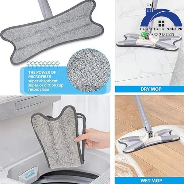 X-Shape 360° Rotating Flat Twist Mop with Microfiber Cleaning Pad