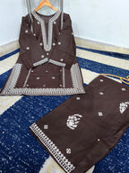 Readymade Heavy Embroidered Cotton Shirt with Farshi Shalwar | 2-Piece Luxury Suit