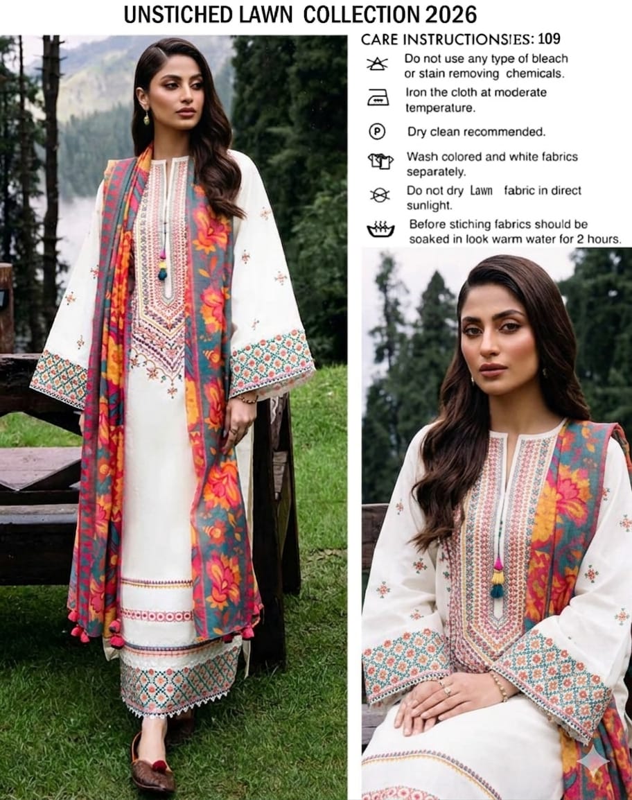 Designer Heavy Embroidered Lawn Dress With Monark Digital Dupatta | Summer 2026