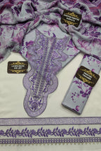 Unstitched Embroidered Lawn 3 Piece Suit – White Lilac Floral | Summer 2026
