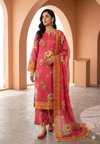 Premium Digital Printed Bana Dora 3-Piece Unstitched Suit – Floral Peach