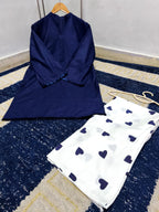 Readymade Romantic Heart Printed 2-Piece Cotton Co-Ord Set – Solid Tunic & Flapper Pants