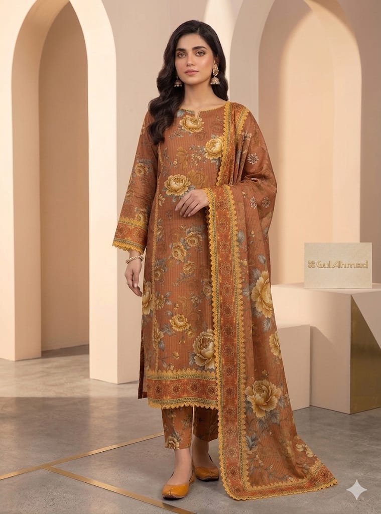 Luxury Digital Printed Bana Dora 3 Piece Suit – Premium Soft Floral Summer Collection 2026
