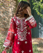 Ready to Wear 3-Piece Embroidered Organza Suit with Crepe Inner & Dupatta