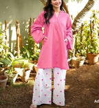 Readymade Romantic Heart Printed 2-Piece Cotton Co-Ord Set – Solid Tunic & Flapper Pants