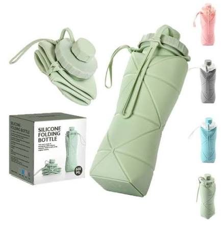600ml Collapsible Silicone Folding Water Bottle | Leak-Proof Portable Travel & Sports Drink Bottle