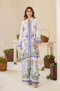 Premium Readymade Digital Printed Doria Lawn 2-Piece Co-Ord Set – Lavender Bloom Ivory