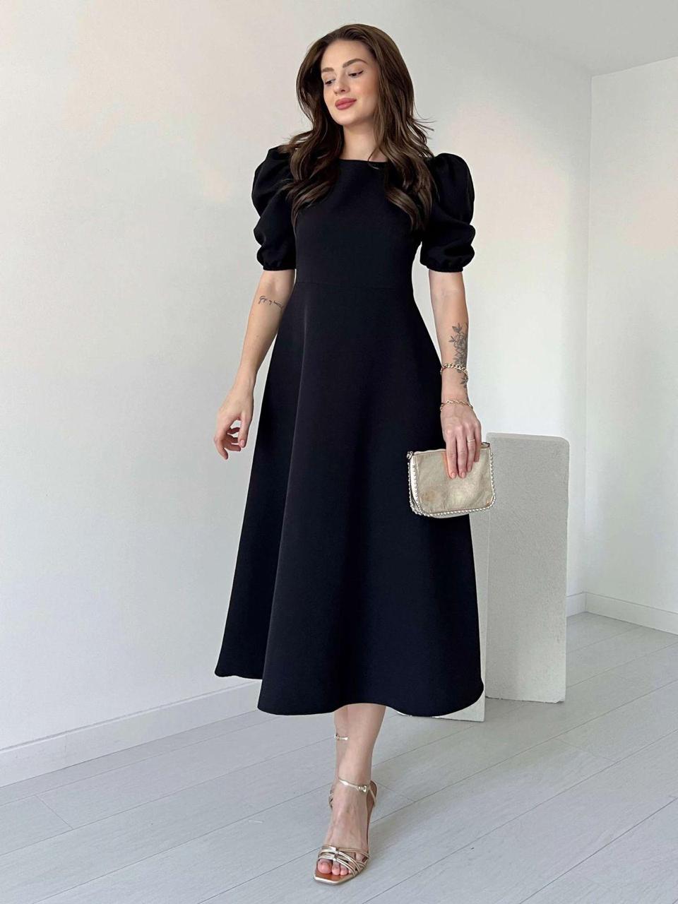 Premium Georgette Balloon Sleeve Maxi Dress - Elegant Flare Frock