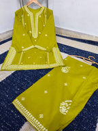 Readymade Heavy Embroidered Cotton Shirt with Farshi Shalwar | 2-Piece Luxury Suit