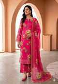 Premium Digital Printed Bana Dora 3-Piece Unstitched Suit – Floral Shocking Pink