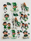 14 August Independence Day DTF Iron-On Prints for Clothes – Jashn-e-Azadi Pakistan T-Shirt Sticker Sheets (5x5 Inch)