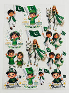 14 August Independence Day DTF Iron-On Prints for Clothes – Jashn-e-Azadi Pakistan T-Shirt Sticker Sheets (5x5 Inch)