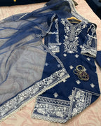 Ready to Wear 3-Piece Embroidered Organza Suit with Crepe Inner & Dupatta