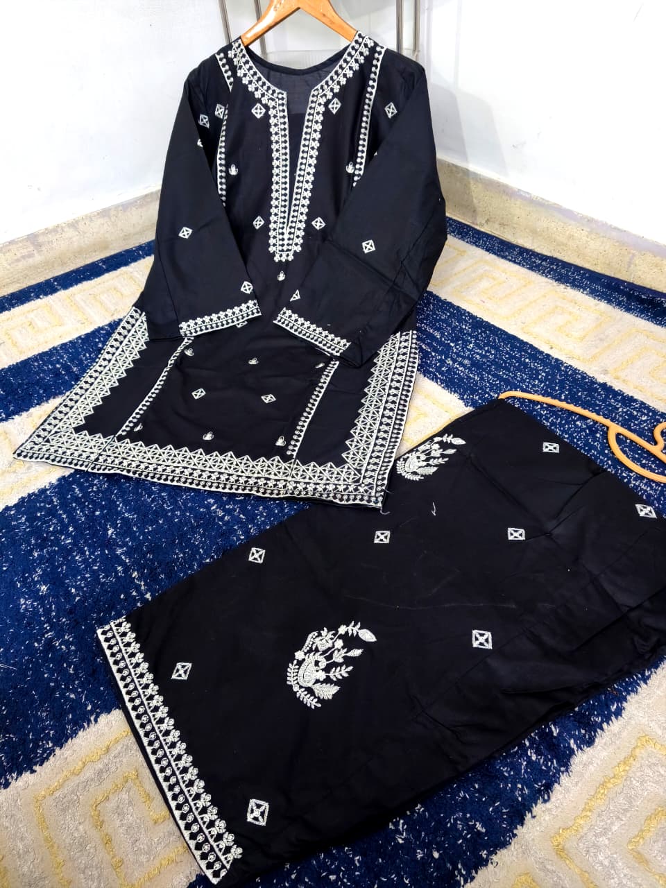 Readymade Heavy Embroidered Cotton Shirt with Farshi Shalwar | 2-Piece Luxury Suit