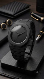 Premium Matte Black Arabic Dial Watch – Minimalist Aesthetic Quartz Wristwatch