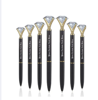 Customise Golden Diamond Pen with Interchangeable Crystal Tops