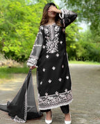 Ready to Wear 3-Piece Embroidered Organza Suit with Crepe Inner & Dupatta