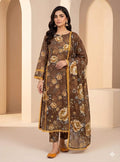 Premium Digital Printed Bana Dora 3 Piece Suit – Soft Swiss Lawn Collection 2026 | Brown Floral