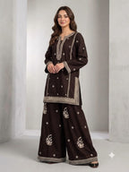 Readymade Heavy Embroidered Cotton Shirt with Farshi Shalwar | 2-Piece Luxury Suit